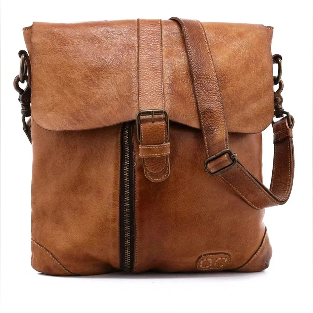 NWT Bed Stu Jack Leather Crossbody Bag Tan Rustic Retail $245